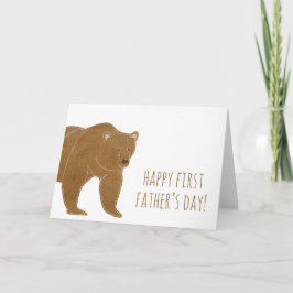 Cartão Primeiro Dia de os pais do Brown Bear Happy
