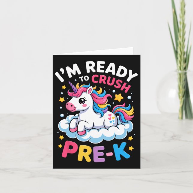 Cartão Primeiro dia de pré-escola Estou pronto para esmag (Frente)
