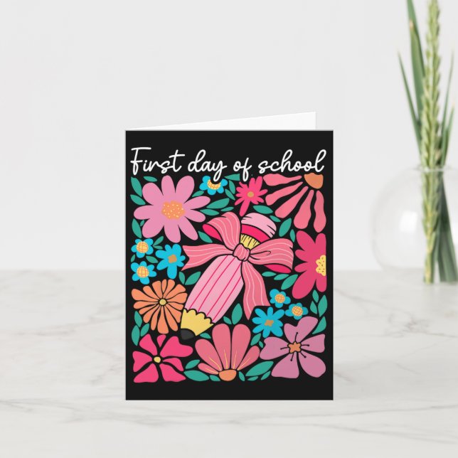Cartão Primeiro Dia de Professores De Flor De Boho (Frente)