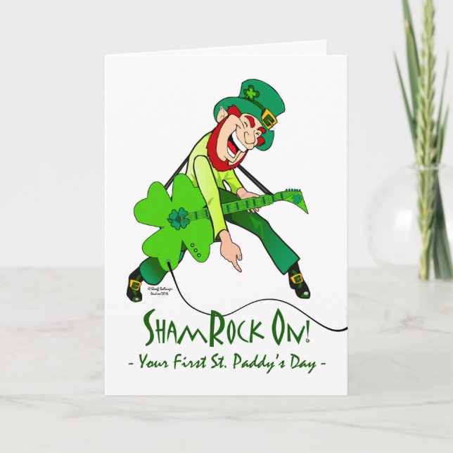 Cartão Primeiro Dia de São Patrício, Leprechaun Astro do  (Frente)