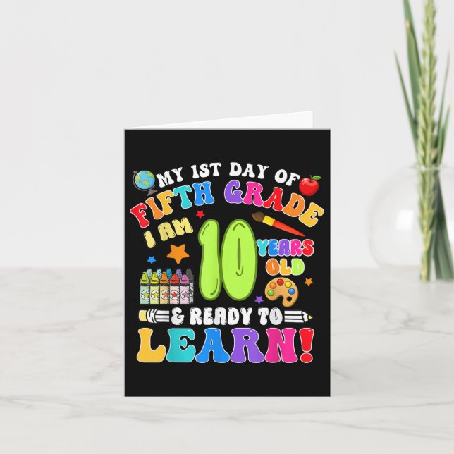 Cartão Primeiro Dia do Quinto 5 de Meninas Escolares (Frente)