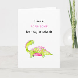 Cartão Primeiro dia na escola de volta à escola dinossaur