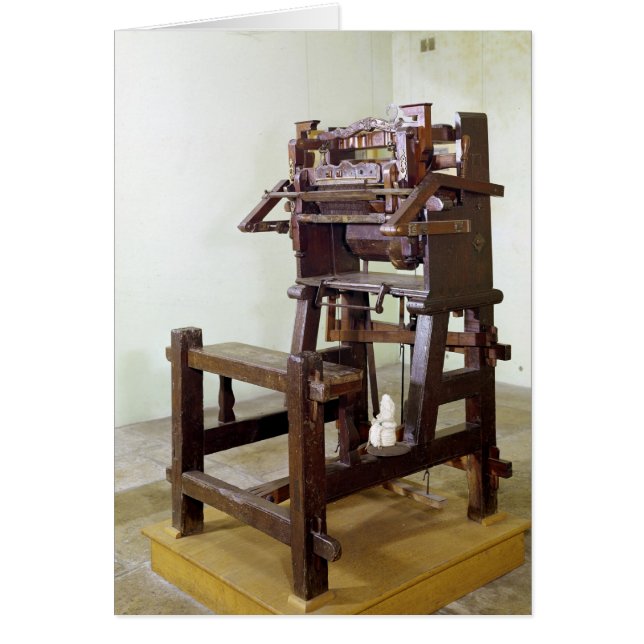 Cartão Primeiro espaço para meias teceladas, 1750 (Frente)