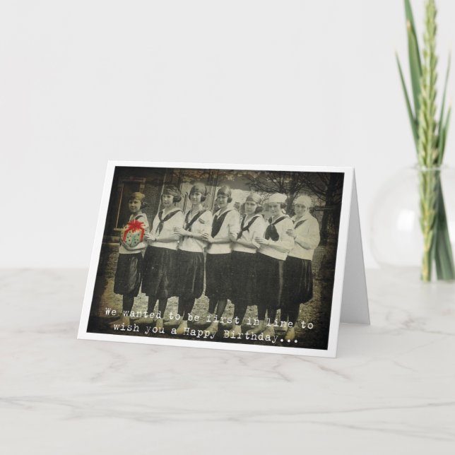 Cartão Primeiro Na Fila Dizer Feliz Aniversário! (Frente)
