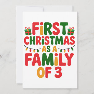 Cartão Primeiro Natal como uma Família de 3 Engraçados Co