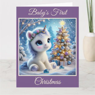 Cartão Primeiro Natal do Baby Unicorn