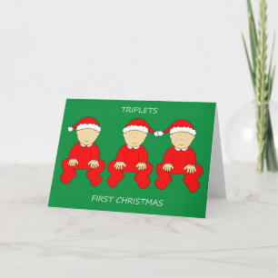 Cartão Primeiro Natal dos Trigêmeos