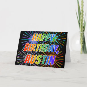 Cartão Primeiro Nome "AUSTIN" Divertido "FELIZ ANIVERSÁRI