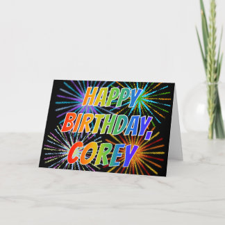Cartão Primeiro nome "COREY" Diversão "FELIZ ANIVERSÁRIO"
