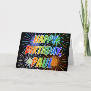 Cartão Primeiro nome "PAUL" Diversão "FELIZ ANIVERSÁRIO"