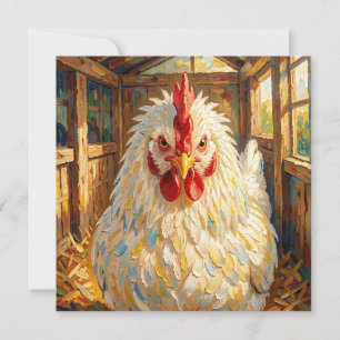 Cartão Primeiro Plano Engraçado de Frango Impasto em Bran