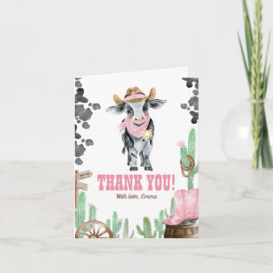 Cartão Primeiro Rodeio 1º Aniversário Bebê Vaca Obrigado
