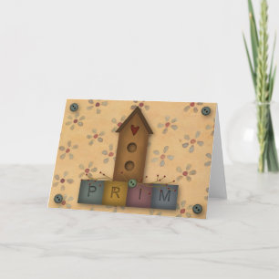 Cartão Primitive Birdhouse Note Card