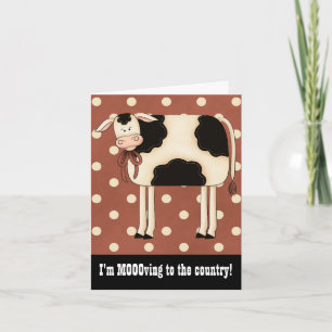 Cartão Primitive Country Cow Single Lady Moving Notice