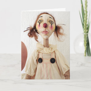 Cartão Primitive Folk Art Clown Birthday Card