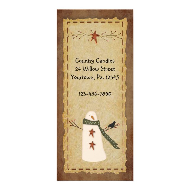 Cartão primitivo da cremalheira do boneco de neve (Frente)