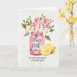 Cartão Primo 18º Aniversário Saudação Floral Jar Rosa