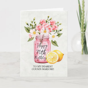 Cartão Primo 70 Birthday - Jar Floral Rosa - Saudação