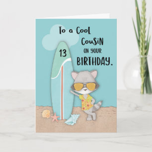 Cartão Primo Birthday Beach Funny Legal Raccoon 