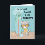 Cartão Primo Birthday Beach Funny Legal Raccoon<br><div class="desc">Se você está em busca de uma carta para dar a um primo legal para sua próxima comemoração de aniversário de 11 verão então considere hoje o dia mais sortudo. Bem na sua frente está a única placa que ajustado perfeitamente as suas necessidades. Peça uma cópia agora e você está...</div>