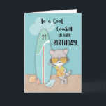 Cartão Primo Birthday Beach Funny Legal Raccoon<br><div class="desc">Se você está em busca de uma carta para dar a um primo legal para sua próxima comemoração de aniversário de 11 verão então considere hoje o dia mais sortudo. Bem na sua frente está a única placa que ajustado perfeitamente as suas necessidades. Peça uma cópia agora e você está...</div>