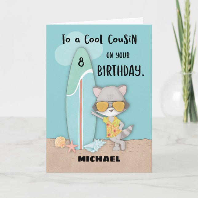 Cartão Primo Birthday Beach Funny Legal Raccoon (Frente)