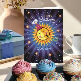 Cartão Primo Celestial Sol Universo Feliz Aniversário