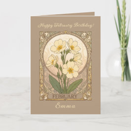 Cartão Primrose Birthday Flowers February Art Nouveau Sty