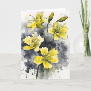 Cartão Prímula - Flores de aquarela