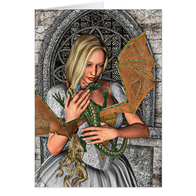 Cartão Princesa com Dragão (Frente)