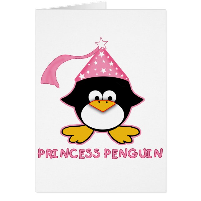 Cartão Princesa cor-de-rosa Pinguim (Frente)