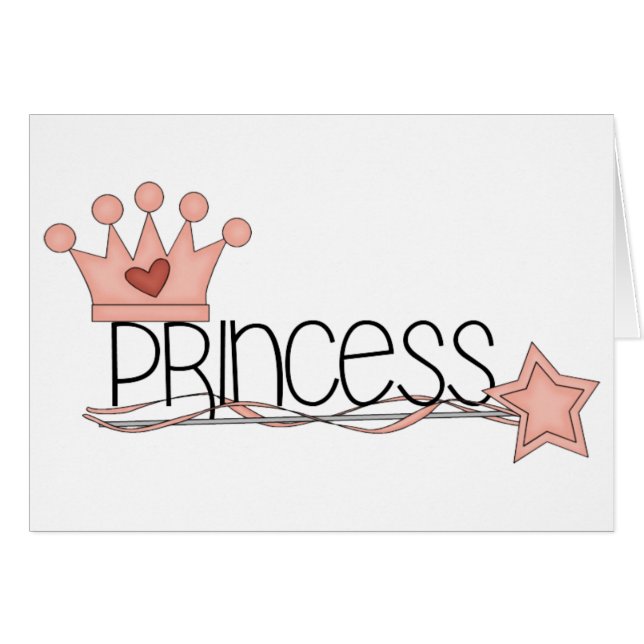 Cartão Princesa cor-de-rosa · Princesa Wordart (Frente Horizontal)
