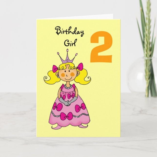 Cartão Princesa de 2 anos (cabelos loiros) (Frente)