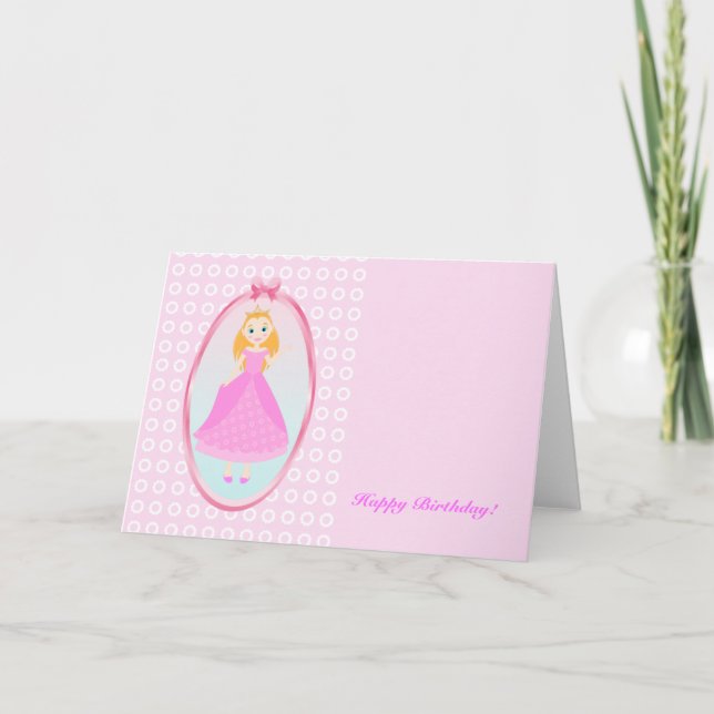Cartão Princesa de Fairytala no Partido de Birthaday Rosa (Frente)