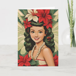 Cartão Princesa de Natal Tropical de Retro