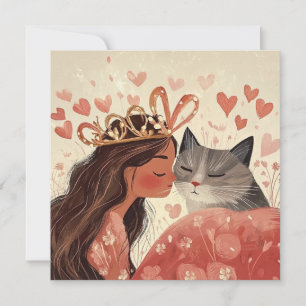 Cartão princesa do dia dos namorados & seu gatinho