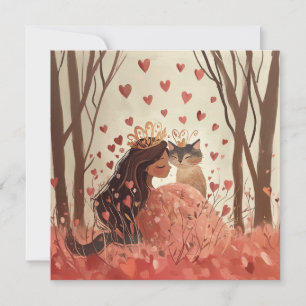 Cartão princesa do dia dos namorados & seu gatinho