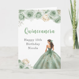 Cartão Princesa em Sage Green Dress Birthday Quinceanera