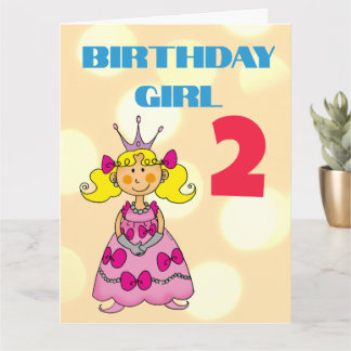 Cartão Princesa Loira Personalizada de 2 Anos de Idade