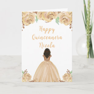 Cartão Princesa Pessegueira Escura Quinceanera Floral