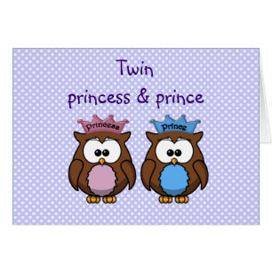 Cartão princesa & príncipe gêmeos da coruja