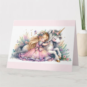 Cartão Princesa Unicórnio Pastel Conto de Fadas Fantasia