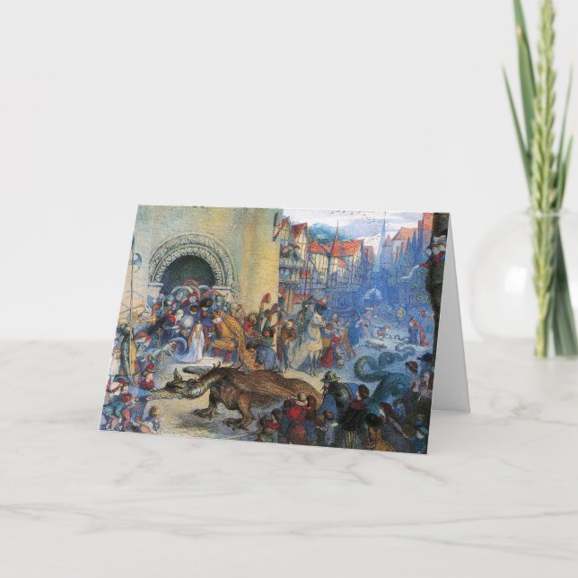 Cartão Princess's Birthday Dragon Folded Greeting Card (Frente)