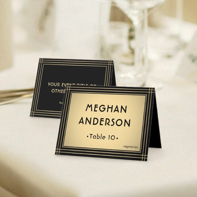Cartão Printable Escort Card - Classic Black and Gold (Criador carregado)