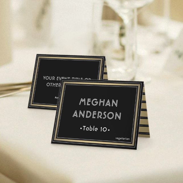 Cartão Printable Escort Card - Elegant Black and Gold (Criador carregado)