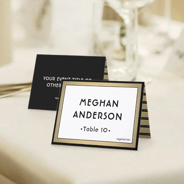 Cartão Printable Escort Card - Modern Black and Gold (Criador carregado)