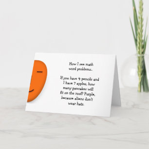 Cartão Problemas de palavras de matemática Piada de matem