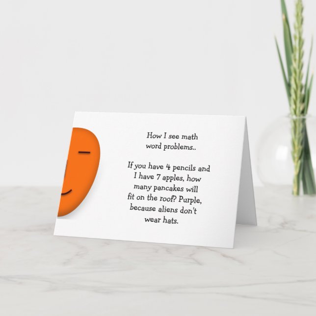 Cartão Problemas de Palavras Matemáticas Piada de Matemát (Frente)