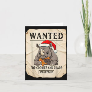 Cartão Procurado Por Cookies E Caos Funny Rhino Natal