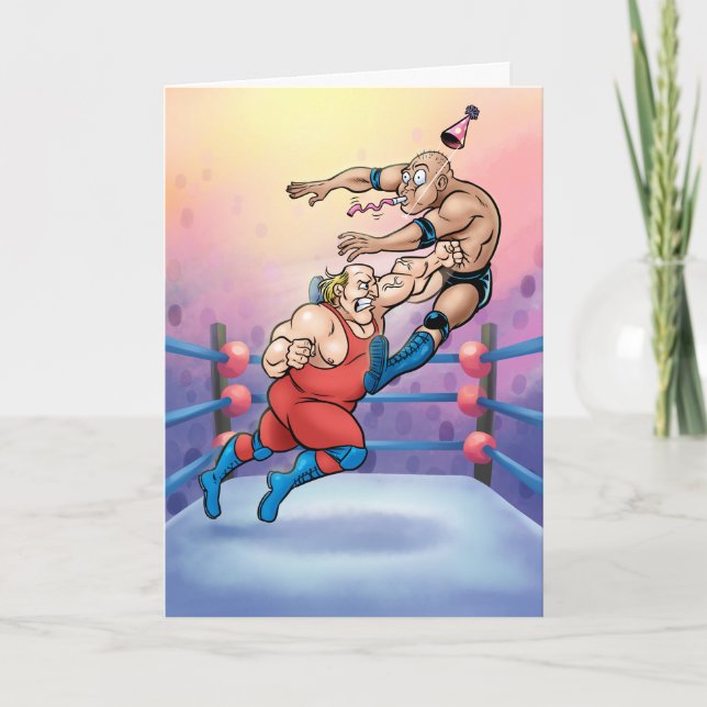Cartão Professional Wrestling Hit Birthday Card (Frente)
